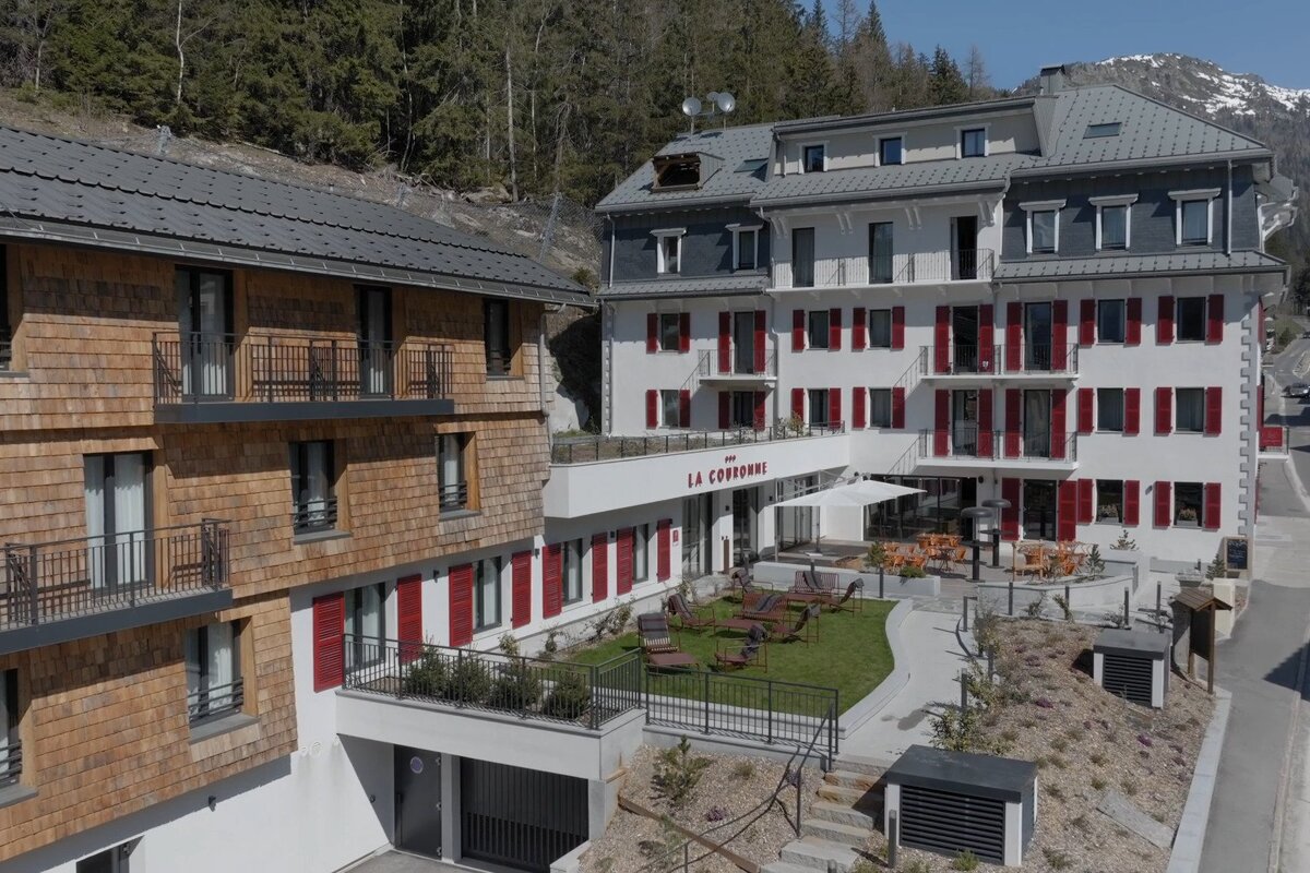 Outside La Couronne Hotel