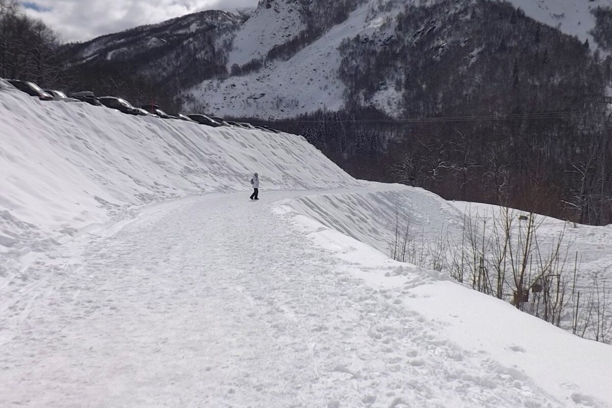 a snowy walking track in winter