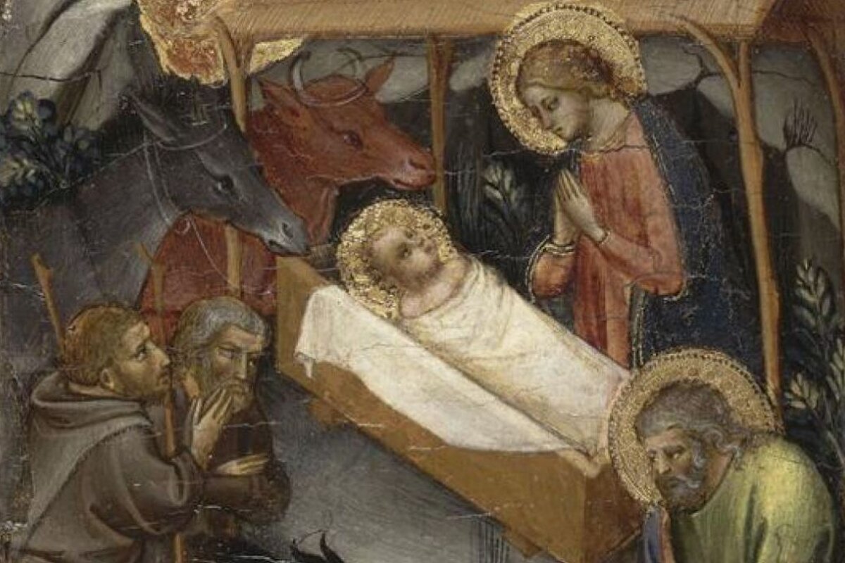 an old painting of the nativity