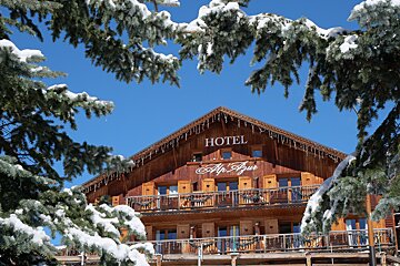 A cozy wooden chalet hotel,