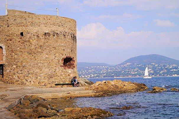 tower and sea around st tropez