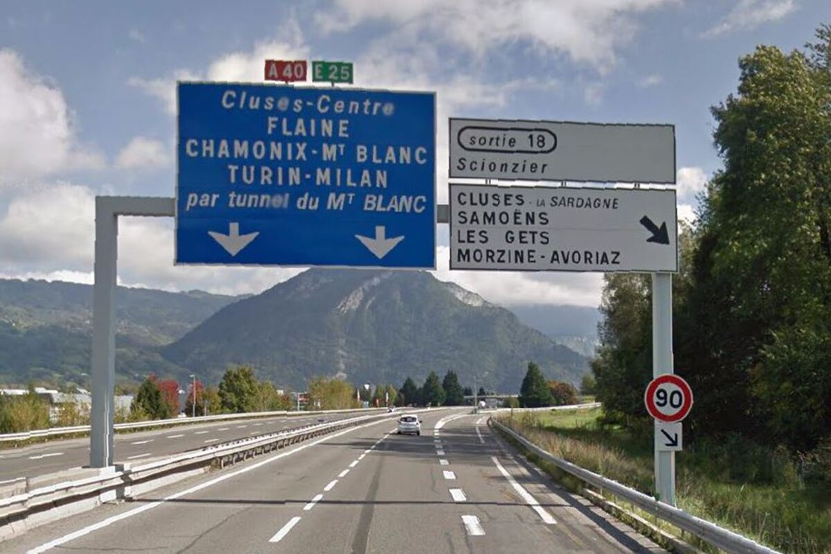 a motorway turn off for Morzine