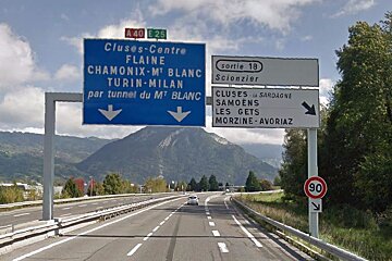 a motorway turn off for Morzine