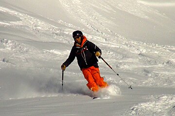 skier in powder