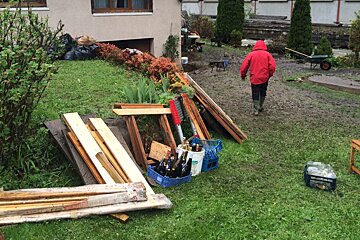 a flooded garden in Morzine