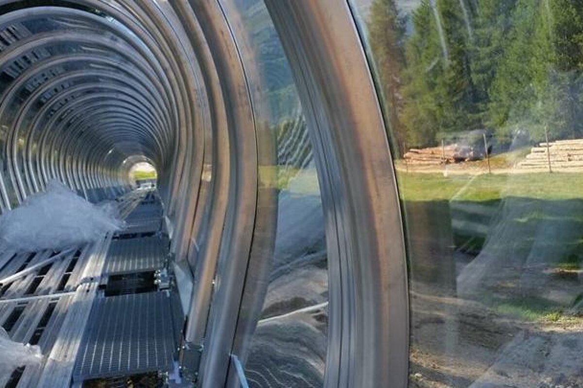 a covered ski travellator in la plagne