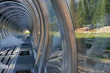 a covered ski travellator in la plagne