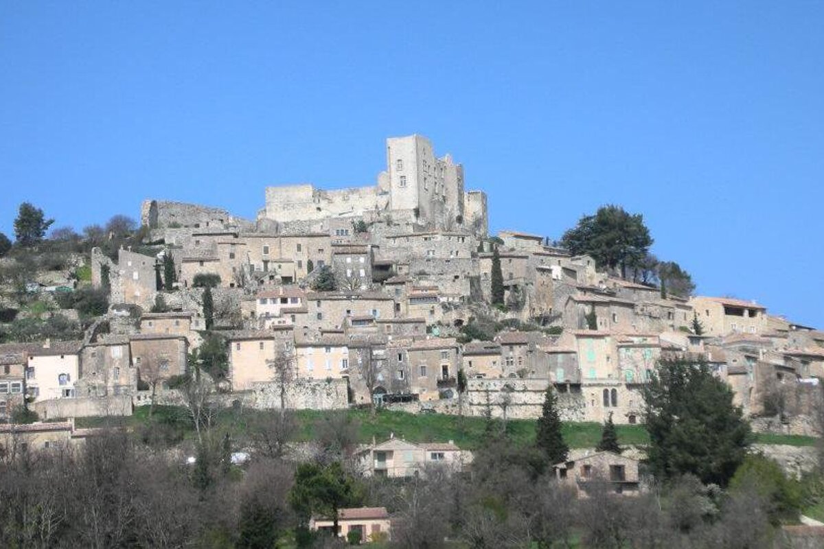 a castle above a town