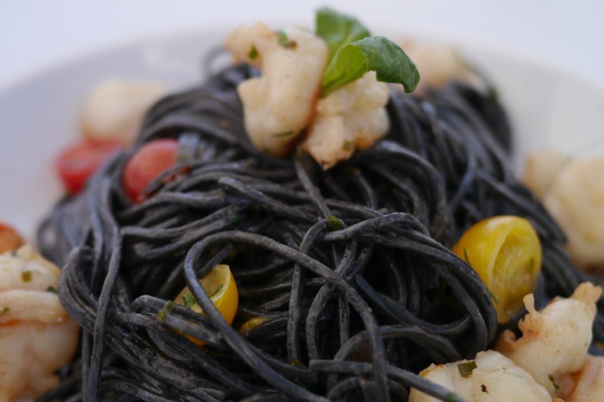 seafood pasta at the blue marlin in Ibiza