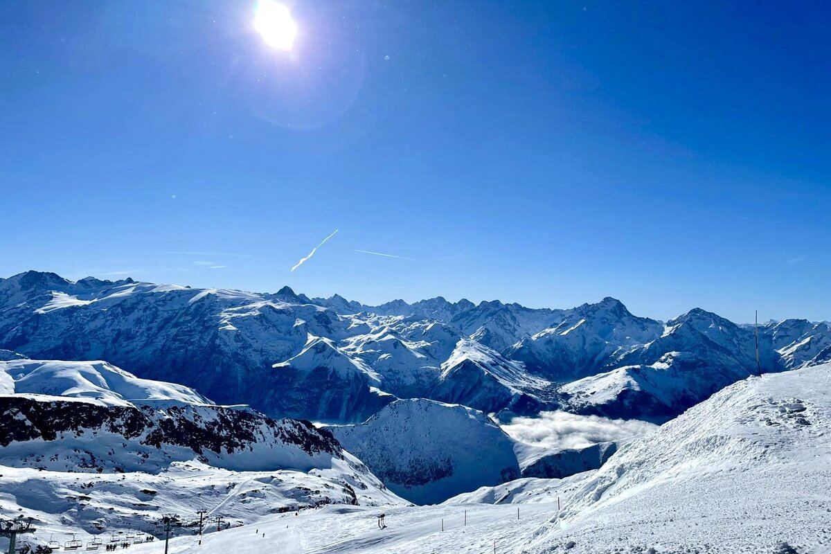 Looking over at Les Deux Alpes from Alpe d'Huez
