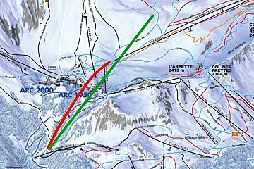 a map showing a ski lift replacement in Les Arcs