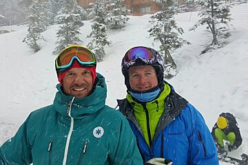 two men on a ski lesson