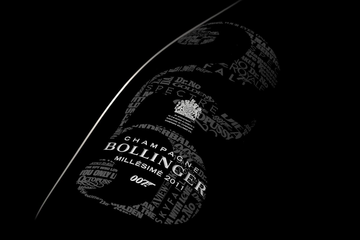 A black bottle of bollinger millesime 2011 champagne