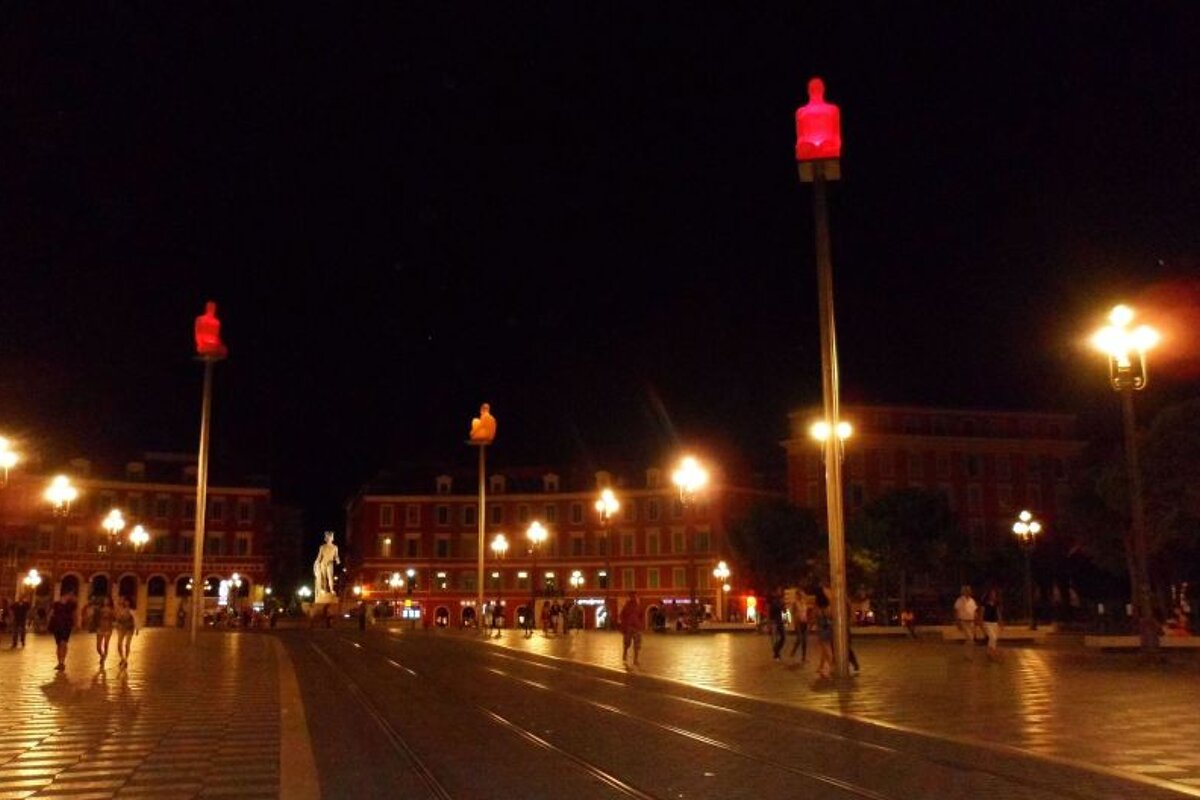 the dquare at night