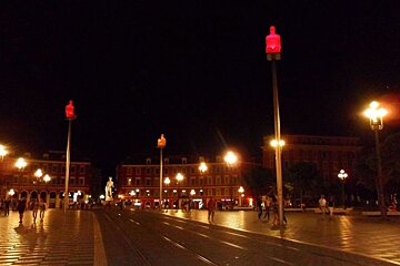 the dquare at night