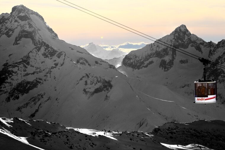 a ski lift in winter