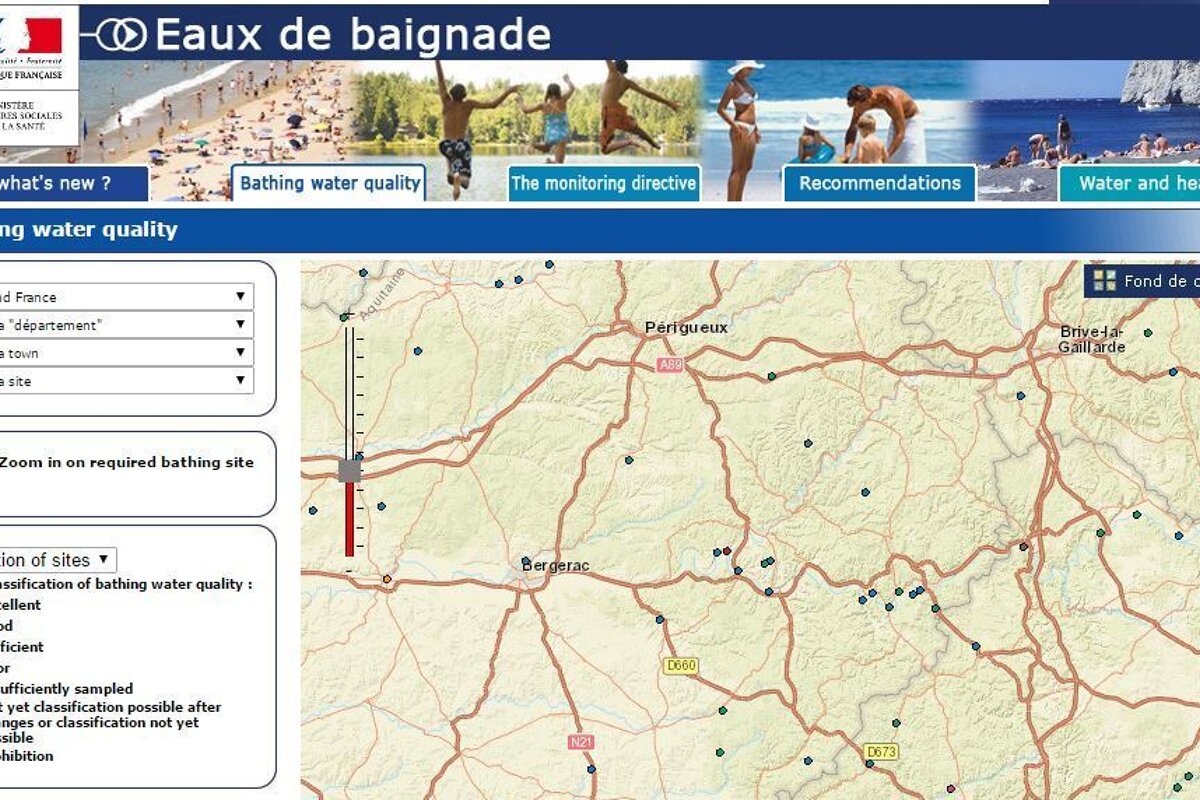 interactive map of water cleanliness in dordogne