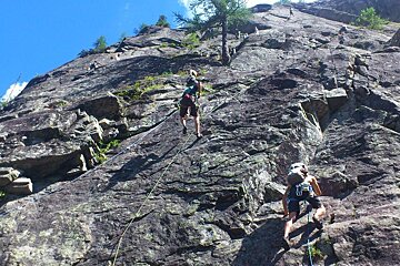 An image of climbers multi pitch routes in vallorcine chamonix mont blanc