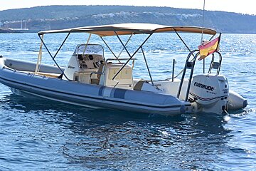 A boat with the word evinrude on the back