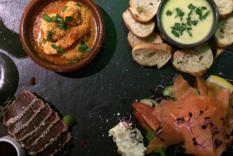 a slate of food in a meribel restaurant