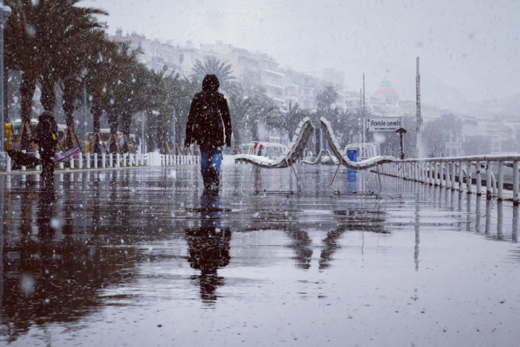 The Cote d'Azur turns white with snow