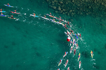 SUP racers in the water in Mallorca