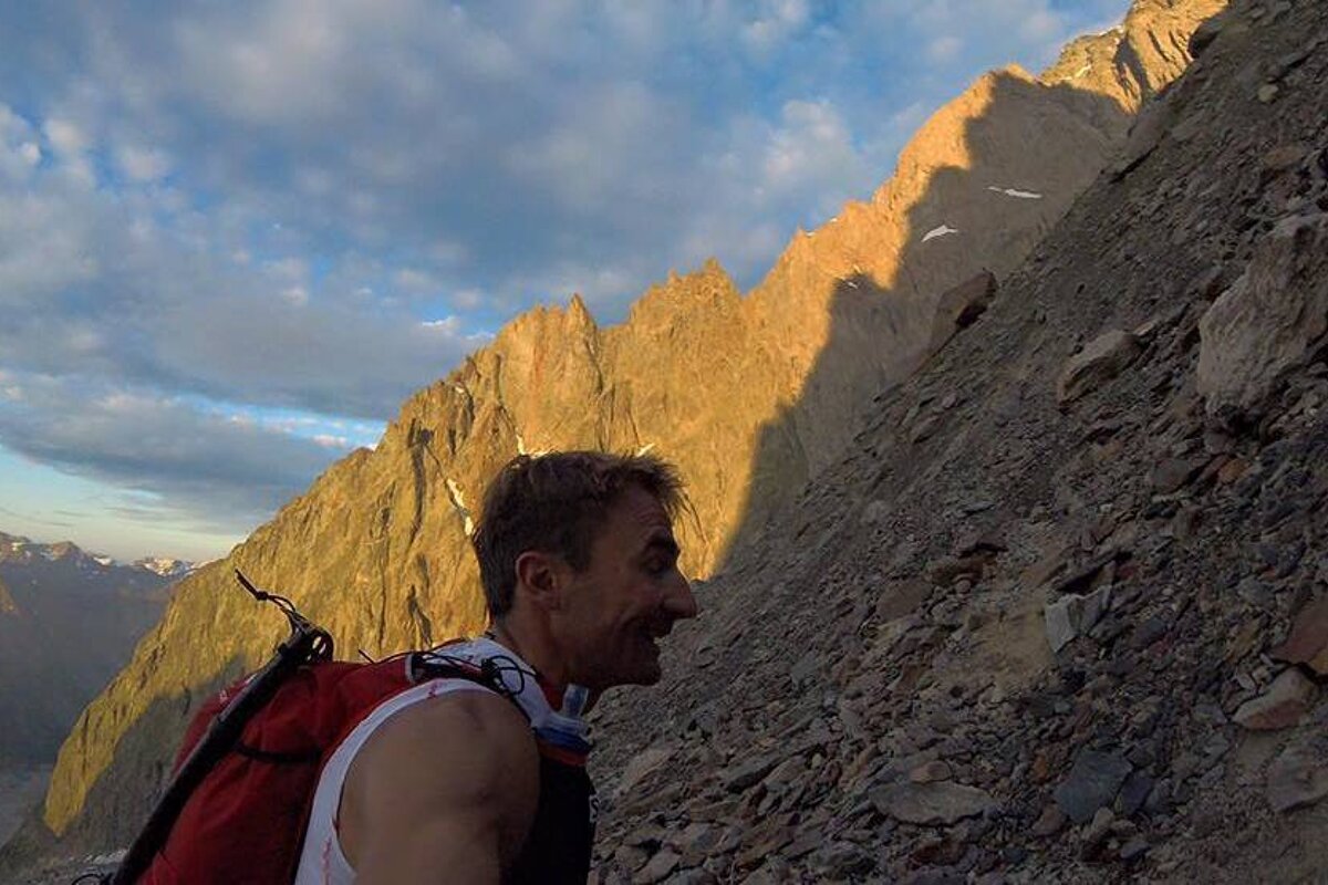 a speed climber on a route