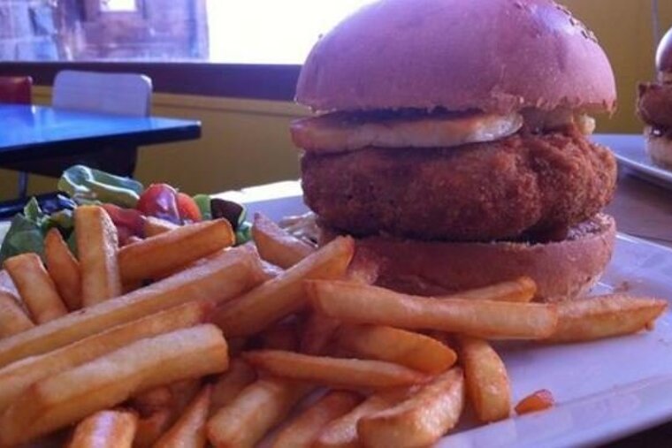 burger and chips