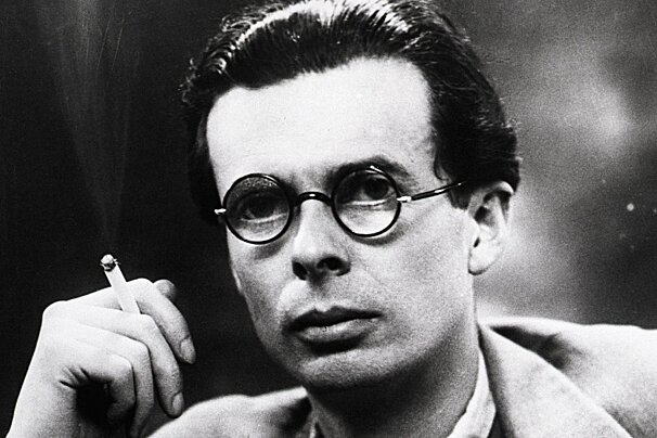 black & white image of that author Aldous Huxley