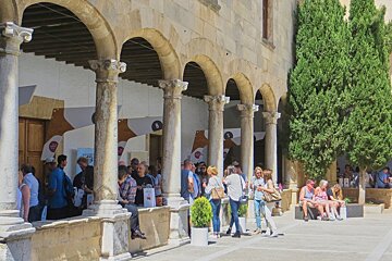 The claustre interior at the pollenca wine fair mallorca