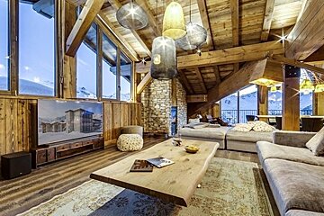 Refuge de Solaise - Penthouse Apartment, Val d'Isere living-room