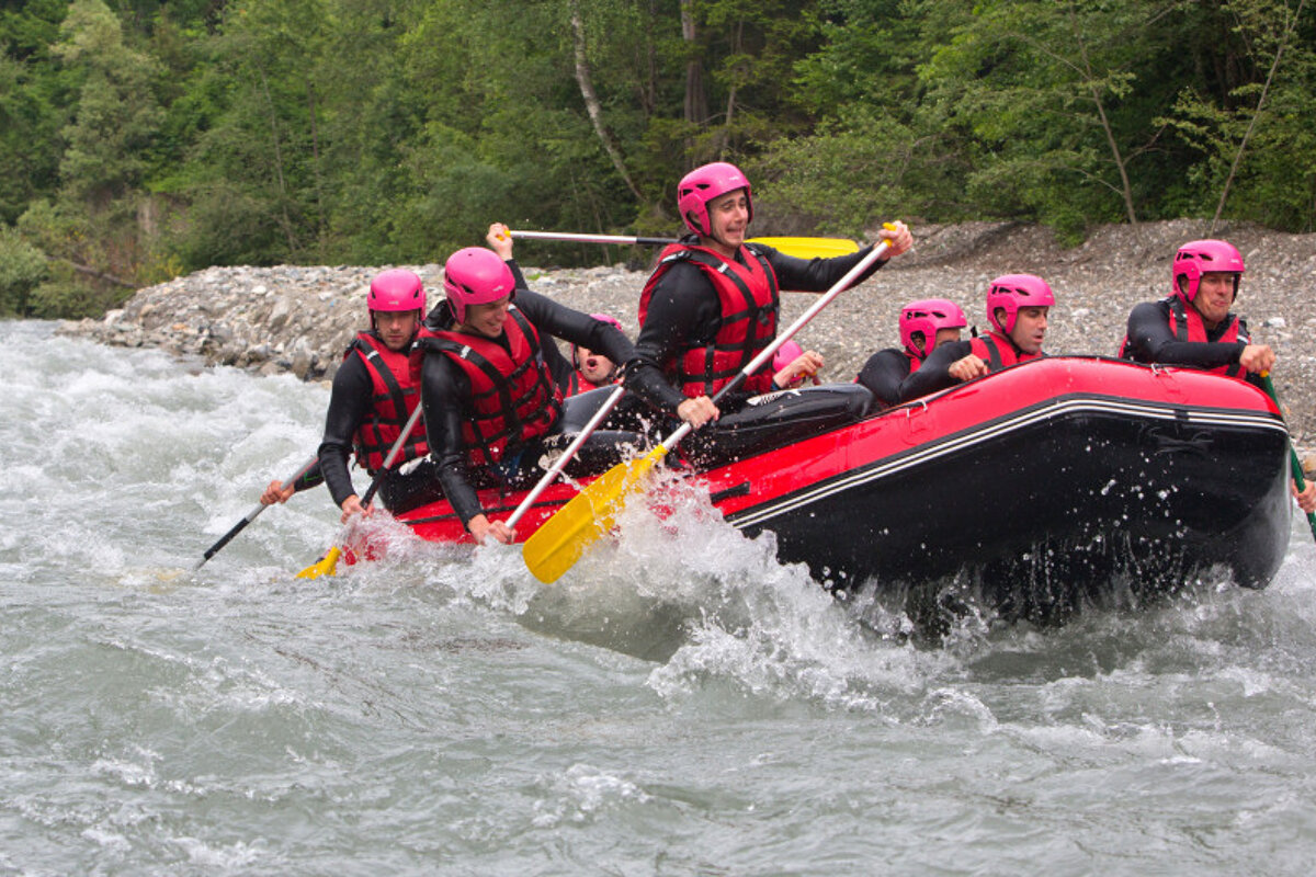rafting down a white water river 