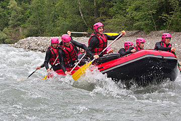 rafting down a white water river 