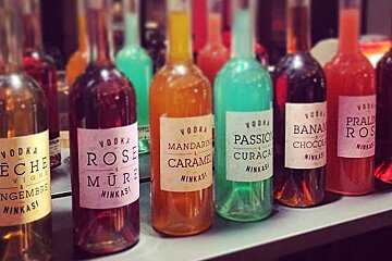 lots of different coloured vodkas