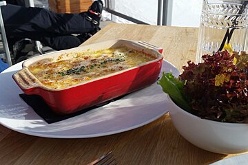 a dish of food at a restaurant