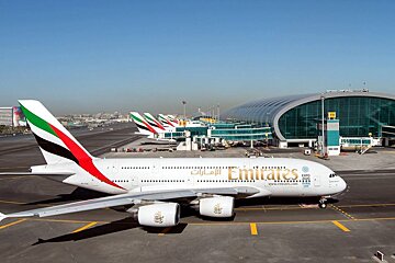 an emirates a380 in dubai