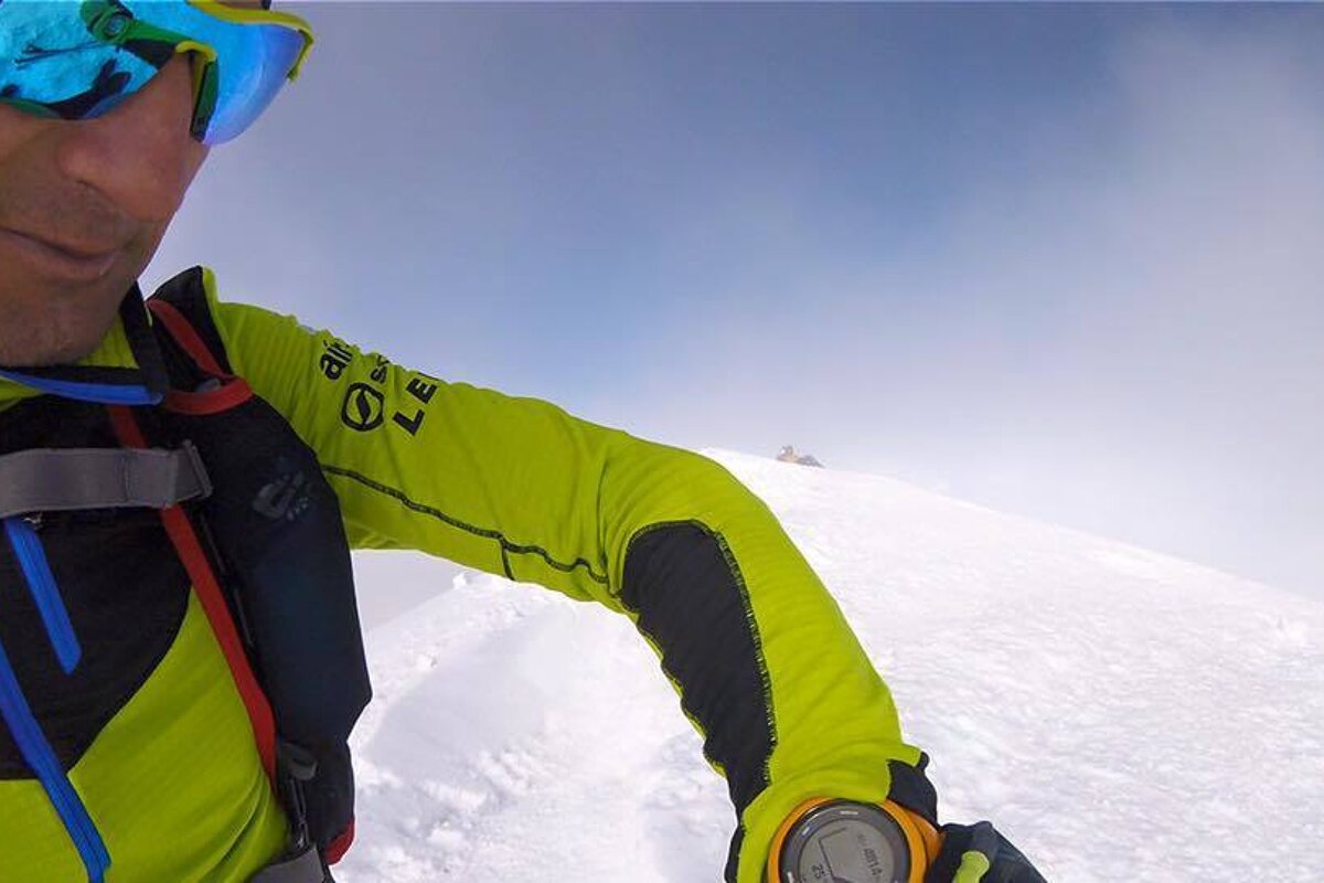 a speed climber on mont blanc