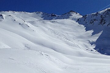 ski tracks in an off piste area
