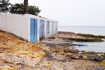 Boat sheds at Cala Pada East Ibiza