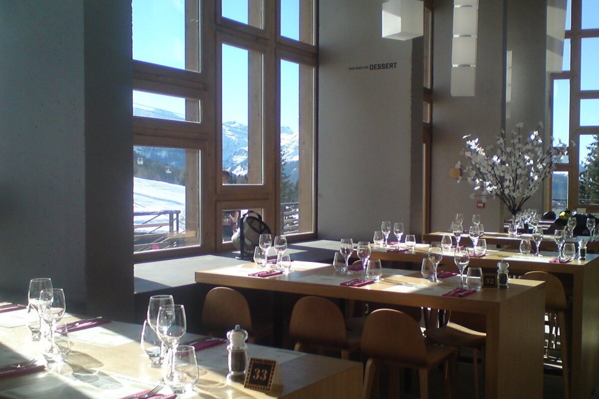 tables in a  restaurant