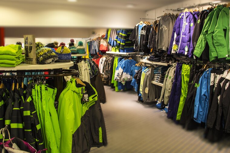Ski clothes in shop