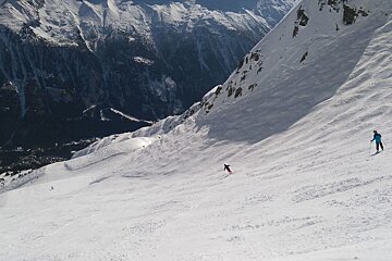 Skiers at Brevent ski area in Chamonix