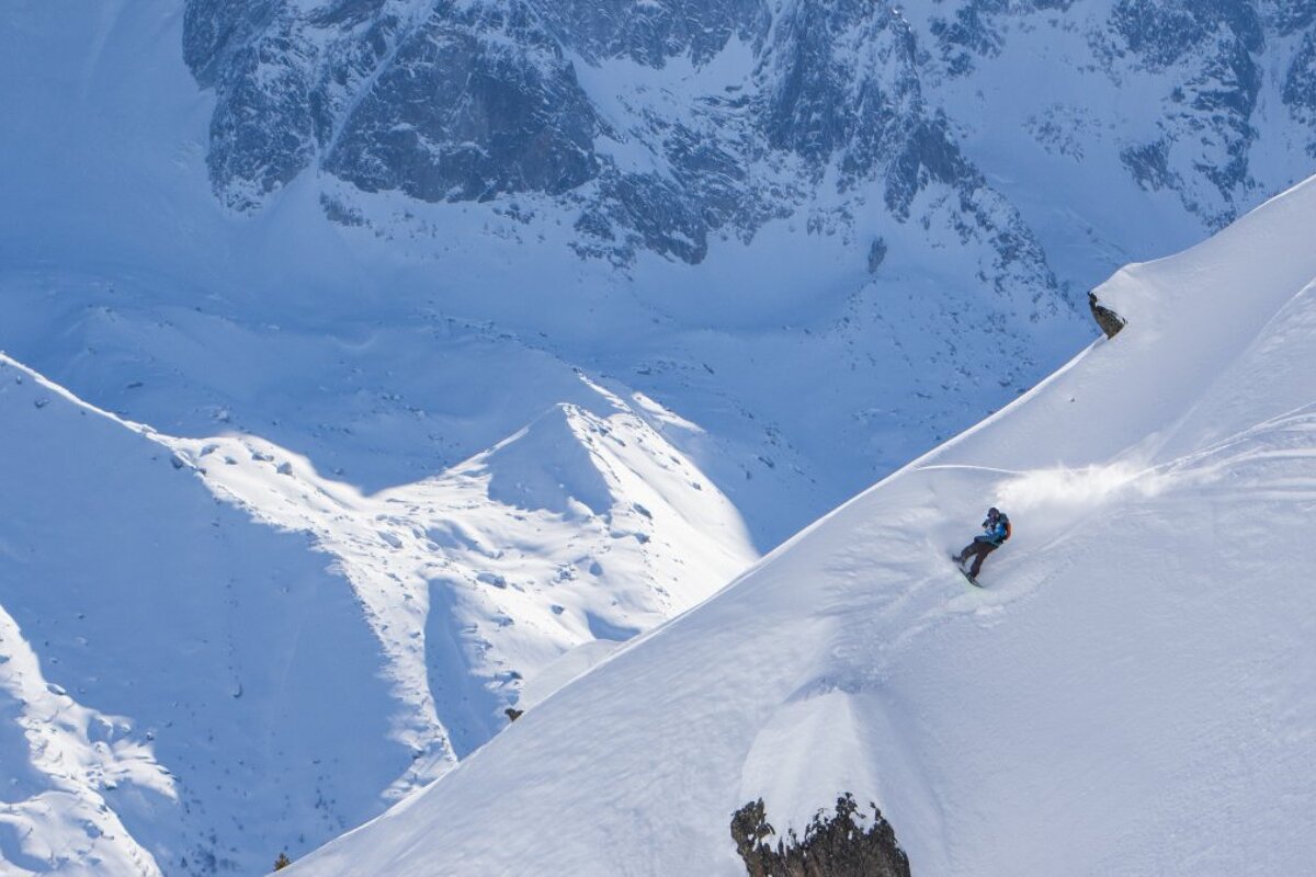 a snowboarder in competition
