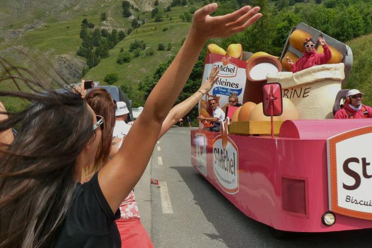 The caravan...sponsors give out freebies ahead of the race