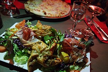 two meals in a restaurant