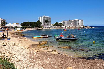 a beach view at the end of san antonion bay ibiza