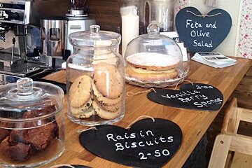 cookies & cakes on a shop counter