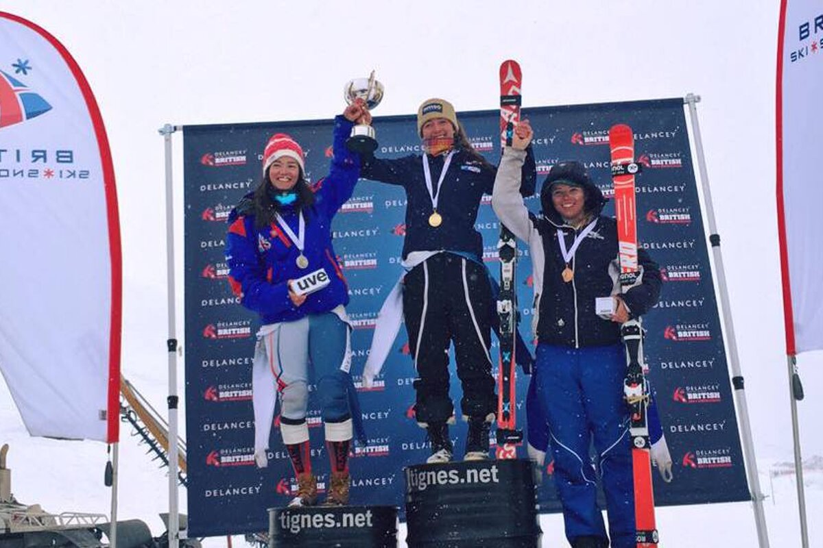 a ski racer on the podium