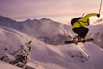 a skier jumping in the air