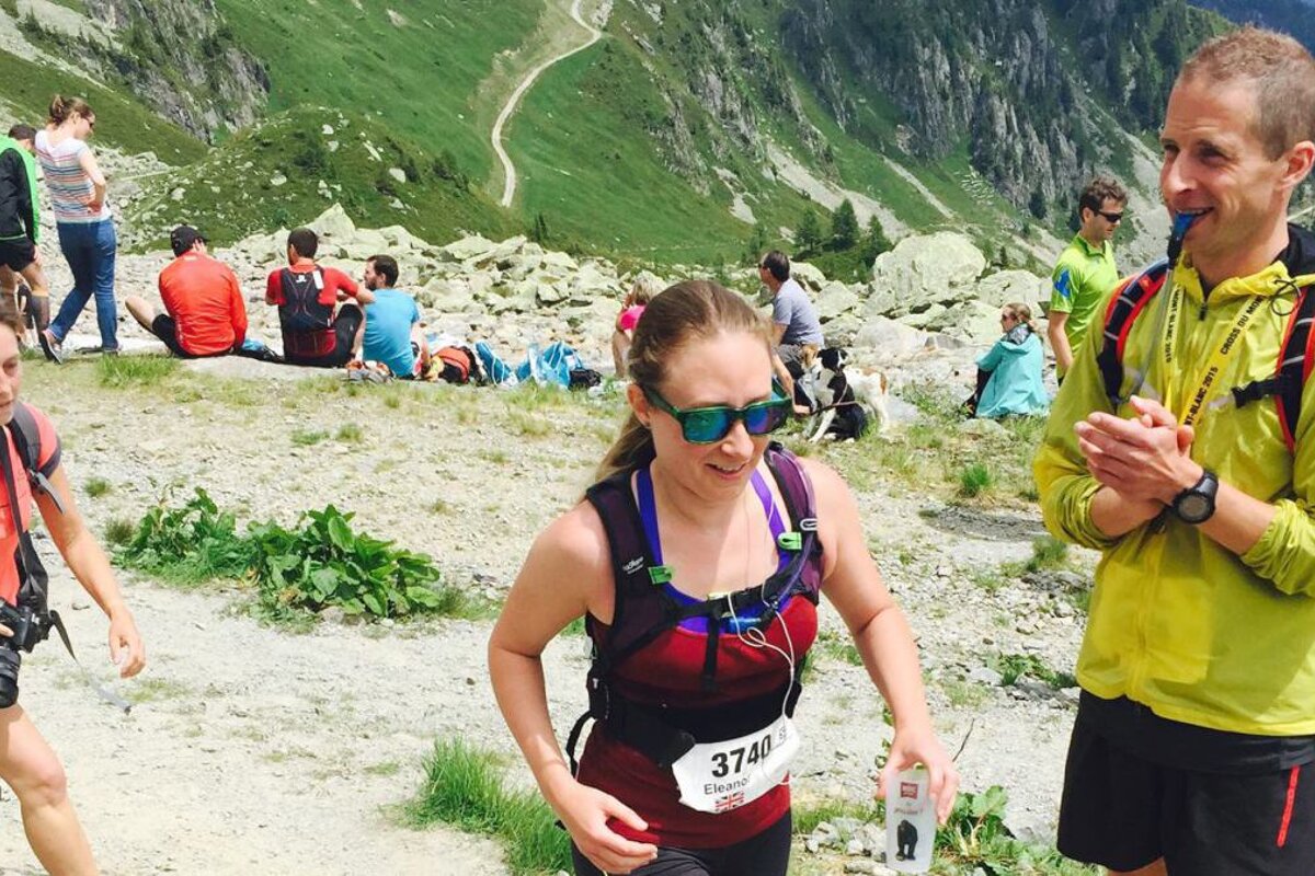 a runner in the mountains in chamonix